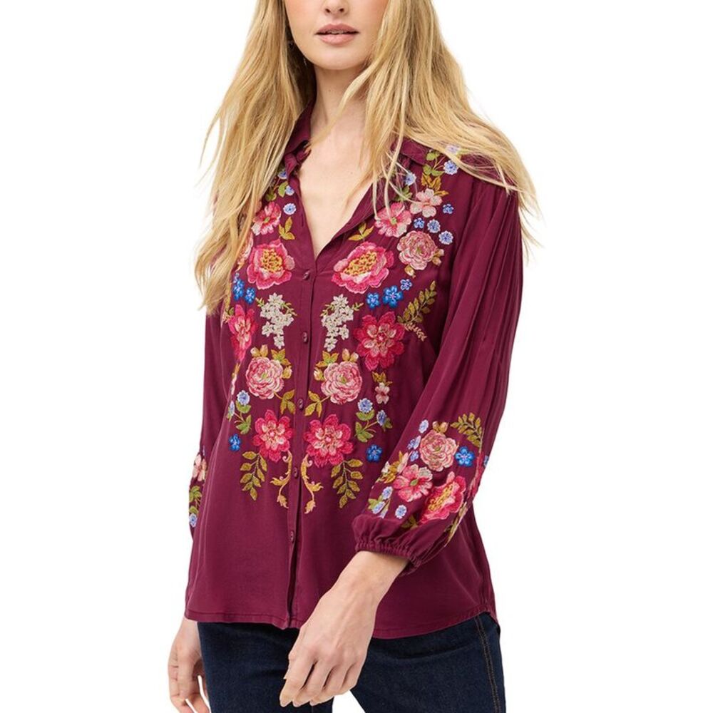 Johnny Was Womens  Seren Silk Shirt